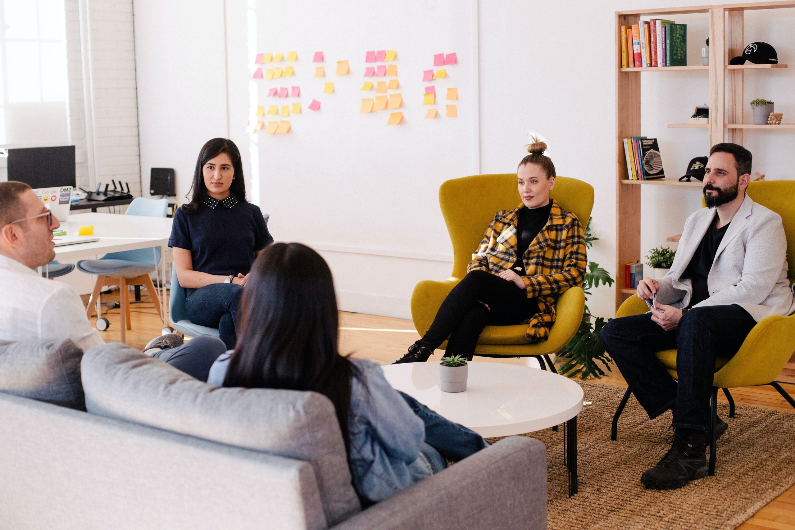 Team in a casual office meeting