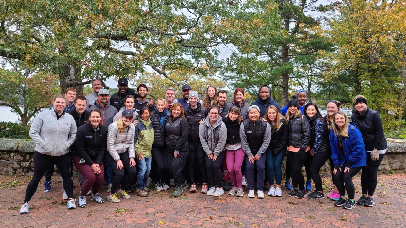 Bowdoin team outside in a group